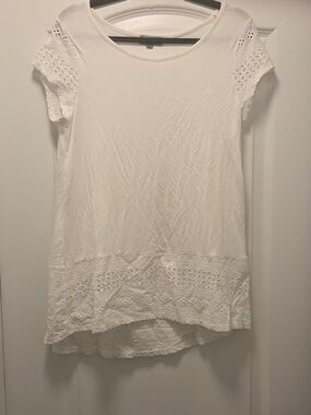 Joseph White Crochet-Hem Short Sleeve Tunic Womens Size Medium